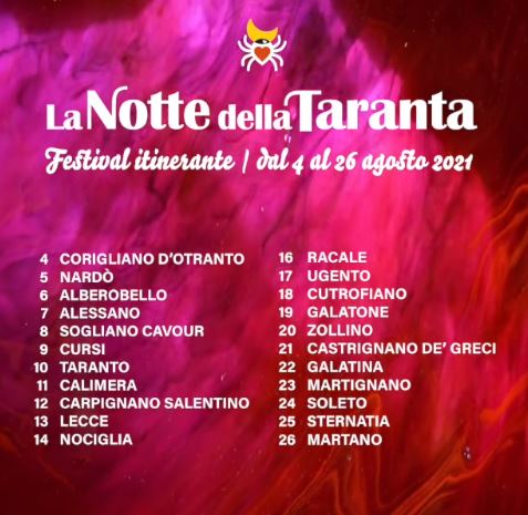 Notte della Taranta Festival 2021 le tappe